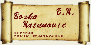 Boško Matunović vizit kartica